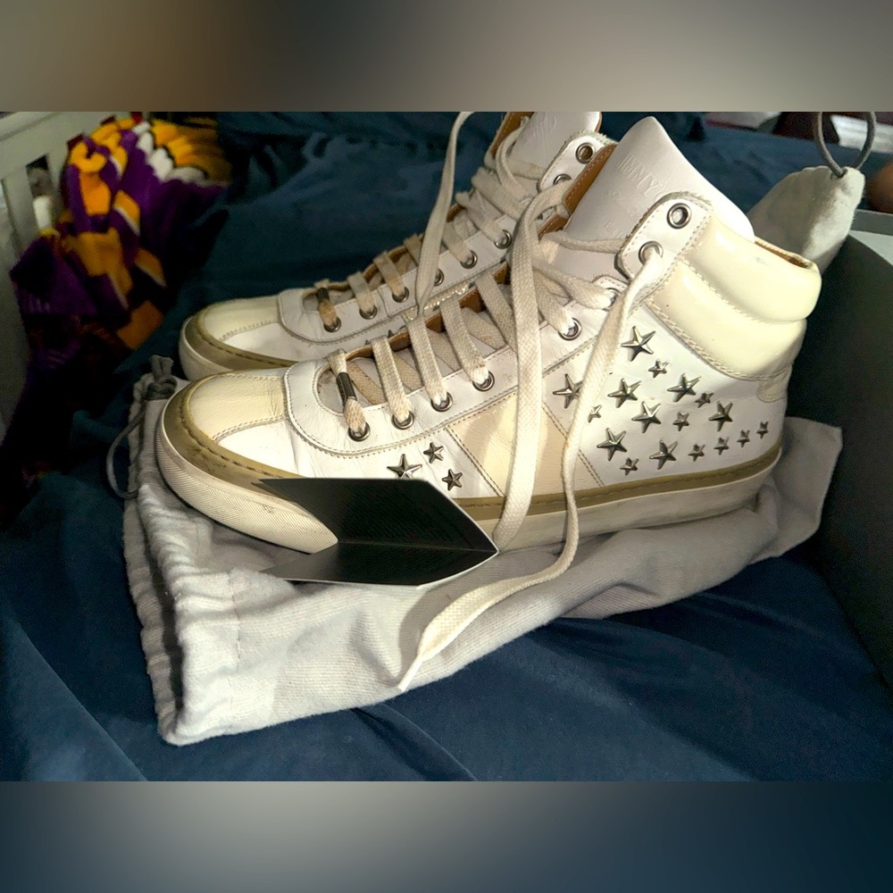 Jimmy Choo High Cut Sneakers Shoes Star Studded